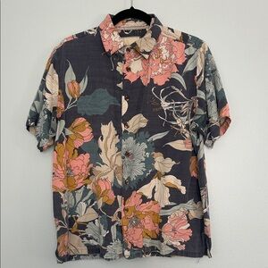 Island Republic Men's Floral Button Down Silk Shirt - Pink, Green, Cream